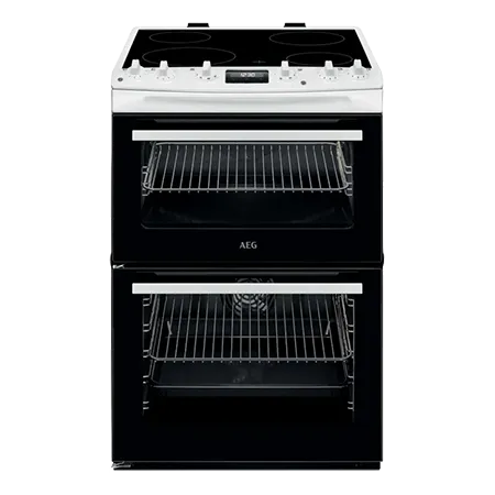 AEG CCX6540ACW Freestanding Ceramic Electric Cooker with Double Oven, White