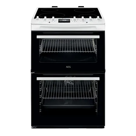 AEG CCX6740ACW Freestanding Ceramic Electric Cooker with Double Oven, White