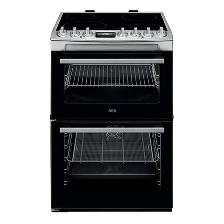 AEG CCX6740ACM Freestanding Ceramic Electric Cooker with Double Oven, Stainless Steel