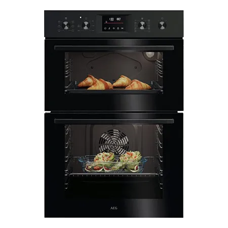 AEG OU5CP40B Built In Electric Double Oven, Black Stainless Steel
