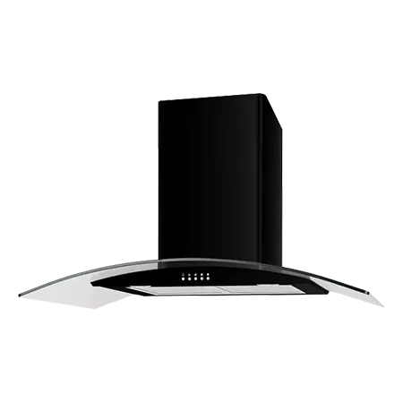 CATA UBSCG90BK 90cm Black Curved Glass Hood