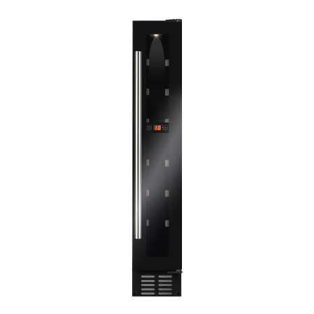 CDA FWC153BL, Under Counter freestanding Wine Cooler in Black, with UV protected smoked toughened glass door.