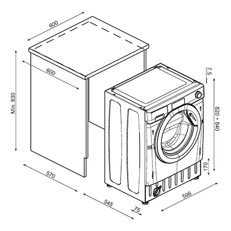 Candy BC4S496M6D8-80 Built In 9kg 1400rpm Washing Machine