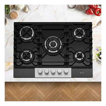 Caple C787G 70cm Built In Gas Hob, Black/Stainless Steel