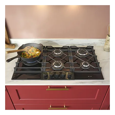 Caple C7895G 87cm Built In Gas Hob, Black/Stainless Steel