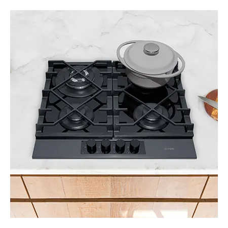 Caple C886G 59cm Built In Gas Hob, Black/Gunmetal