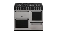 Creda C100RCDFCS Creda 100cm 4 Cavity Dual Fuel Range Cooker with 7 Burner Gas Hob including Wok burner with Wok Holder in Silver painted Colour