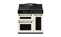 Creda C90RCDFTCRM Creda 90cm  3 Cavity Dual Fuel Range Cooker with 5 Burner Gas Hob including Wok burner in Cream Colour