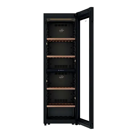 Haier HWS201GDFH1K 201 Bottle Dual Zone Wine Cooler - Black Glass