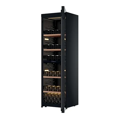 Haier HWS201GDFH1K 201 Bottle Dual Zone Wine Cooler - Black Glass