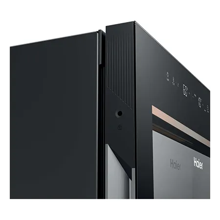 Haier HWS201GDFH1K 201 Bottle Dual Zone Wine Cooler - Black Glass