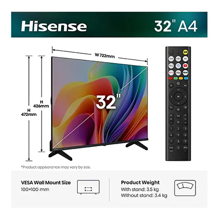 Hisense 32A4STUK 32"LED Full HD Smart TV - Black