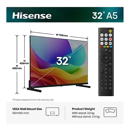 Hisense 32A5STUK 32" Hi-QLED Full HD Smart TV - Black