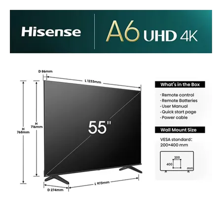 Hisense 55A6NTUK 55" LED 4K Smart TV