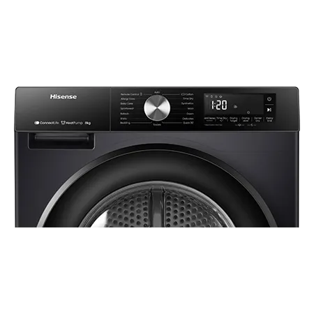 Hisense DH3S802BB3 WiFi-enabled 8kg Heat Pump Tumble Dryer - Black