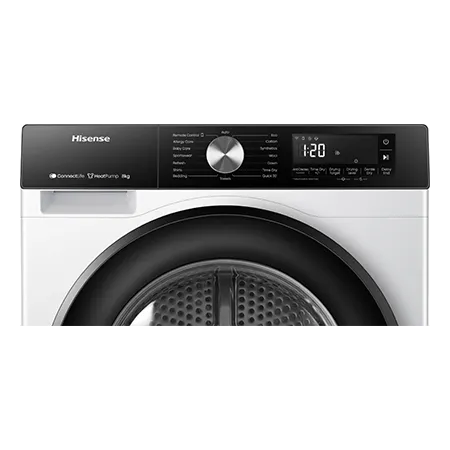 Hisense DH3S802BW3 WiFi-enabled 8kg Heat Pump Tumble Dryer - White