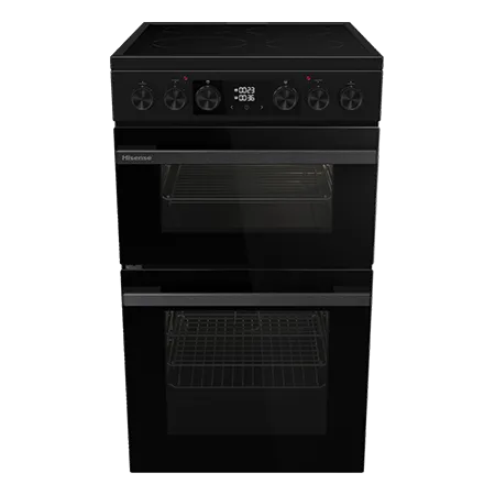 Hisense HDCEC5C10B 50cm Double Oven Electric Cooker with Ceramic Hob - Black