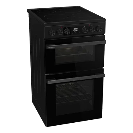 Hisense HDCEC5C10B 50cm Double Oven Electric Cooker with Ceramic Hob - Black