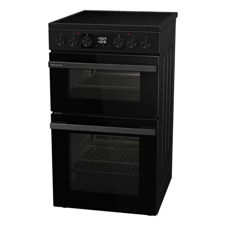 Hisense HDCEC5C10B 50cm Double Oven Electric Cooker with Ceramic Hob - Black
