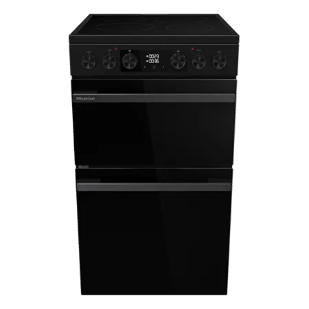 Hisense HDCEC5C10B 50cm Double Oven Electric Cooker with Ceramic Hob - Black