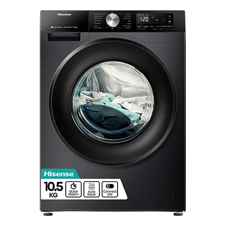 Hisense WF3S1043BB3 10.5kg 1400 Spin Steam Washing Machine - Black