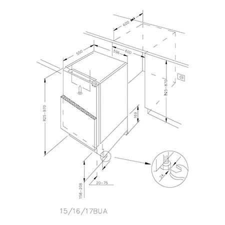 Hoover WCKLSE68EWK Integrated Undercounter Larder Fridge - Fixed Hinge