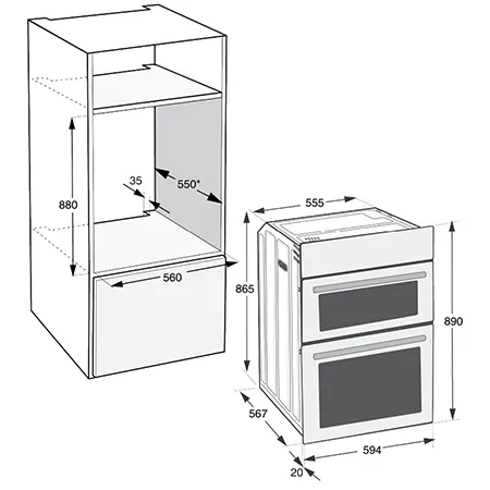Hotpoint DIH82DIX Built In Electric Double Oven - Stainless Steel