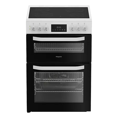 Hotpoint HDE6VDW 60cm Double Electric Ceramic Cooker - White