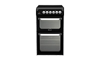 Hotpoint HUE52KS Electric Cooker with Double Oven and 2 Zone Ceramic Hob - A Energy Rating - Black