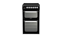 Hotpoint HUE52KS Electric Cooker with Double Oven and 2 Zone Ceramic Hob - A Energy Rating - Black Hotpoint HUE52KS Electric Cooker with Double Oven and 2 Zone Ceramic Hob - A Energy Rating - Black