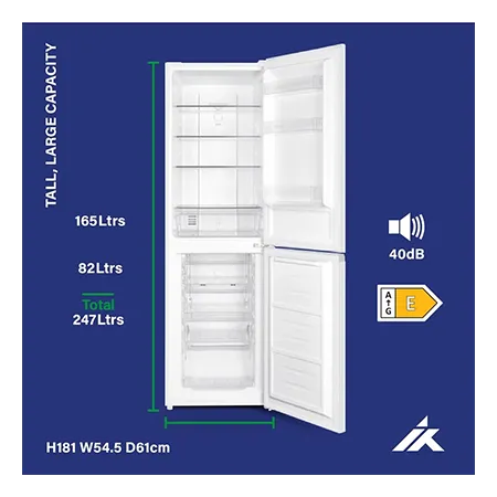 Iceking IK5050EW Freestanding 50/50  No Frost Fridge Freezer,White