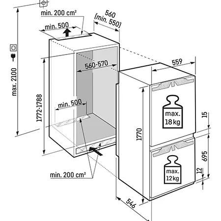 Liebherr ICBNci5153 Integrated No Frost Fridge Freezer