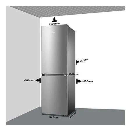 Midea MDRB379FGD02 60/40 Total No Frost Fridge Freezer - Silver