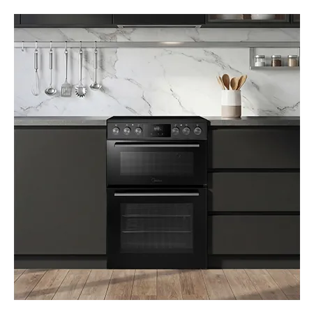 Midea MFO24EME4R118-B 60cm Double Oven Cooker with Ceramic Hob - Black