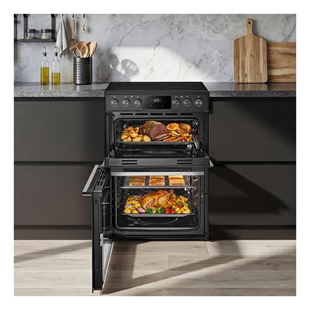 Midea MFO24EME4R118-B 60cm Double Oven Cooker with Ceramic Hob - Black