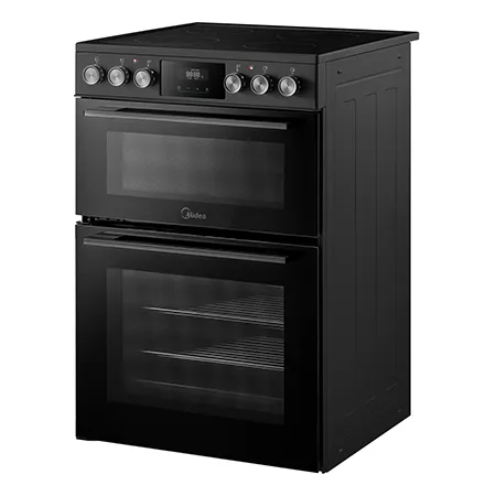 Midea MFO24EME4R118-B 60cm Double Oven Cooker with Ceramic Hob - Black