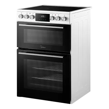 Midea MFO24EME4R118-W 60cm Double Oven Cooker with Ceramic Hob - White