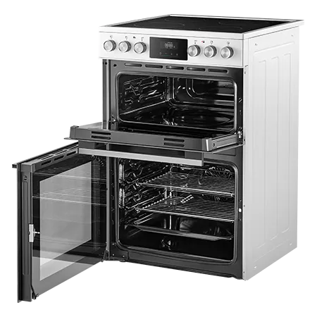 Midea MFO24EME4R118-W 60cm Double Oven Cooker with Ceramic Hob - White