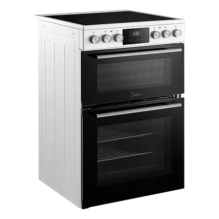 Midea MFO24EME4R118-W 60cm Double Oven Cooker with Ceramic Hob - White