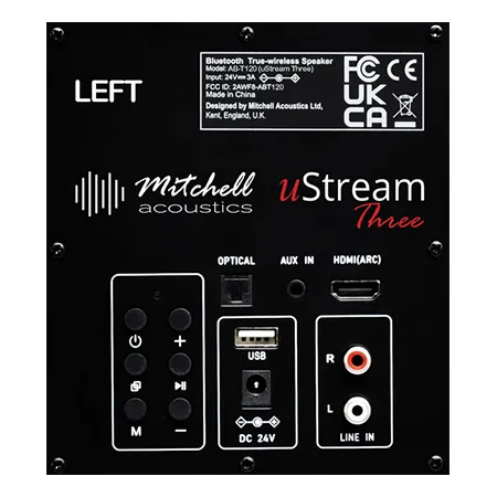 Mitchell Acoustics USTREAMTHREE Three Active Stereo Wireless Speakers - Black