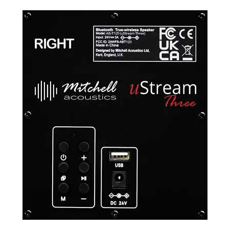 Mitchell Acoustics USTREAMTHREE Three Active Stereo Wireless Speakers - Black