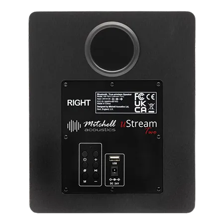 Mitchell Acoustics USTREAMTWO Active Stereo Wireless Speakers - Black