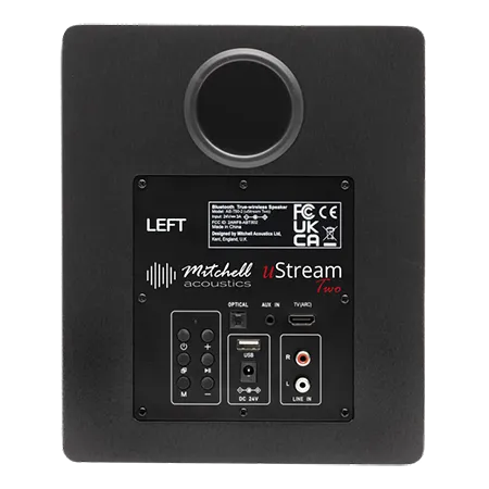 Mitchell Acoustics USTREAMTWO Active Stereo Wireless Speakers - Black