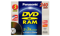 Panasonic LMAD240LE3 12cm DVD-RAM Disc 9.4GB 240 Mins Removable cartridge 3 Pack Panasonic LMAD240LE3 12cm DVD-RAM Disc 9.4GB 240 Mins Removable cartridge 3 Pack