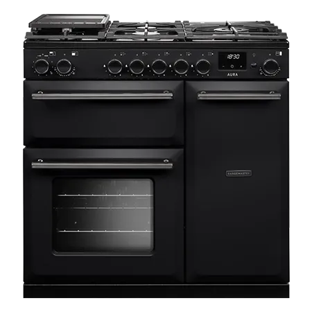 Rangemaster AURA90DFP19276 (90cm  Gas Dual Fuel Range Cooker - Charcoal Black