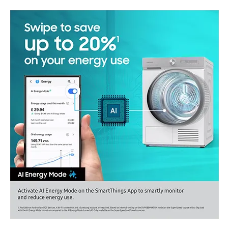 SAMSUNG DV90F09F4SU1 9kg Heat Pump Tumble Dryer - Dark Grey