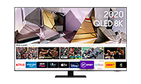 SAMSUNG QE55Q700T 55" 8K QLED Smart TV Titan Black finish with Bluetooth and WiFi enabled.