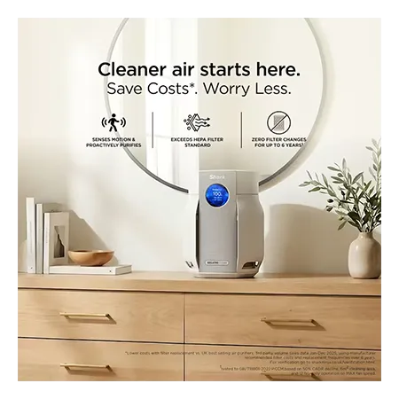 Shark HP062UK BreatheClear Compact Air Purifier with NeverChange6 - Dove