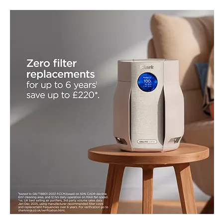 Shark HP062UK BreatheClear Compact Air Purifier with NeverChange6 - Dove