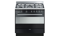 Smeg SUK91MBL9 90cm Dual Fuel Range Cooker with Multifunction Oven and Gas hob, Black Energy rating A